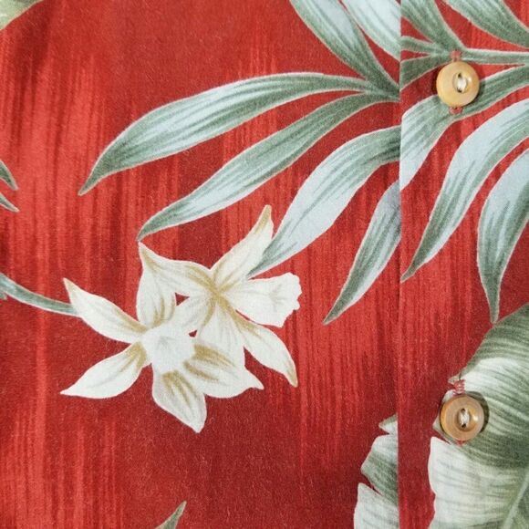 Vtg Paradise Found Mens XL Red Rayon Floral Button Up S/S Hawaiian Shirt USA - Picture 7 of 10